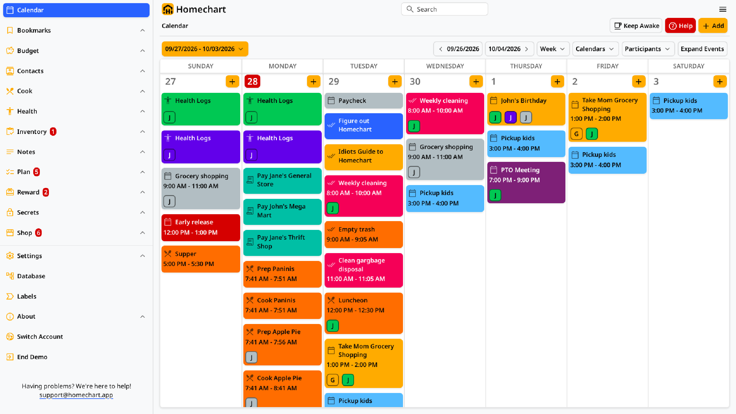 Homechart Calendar