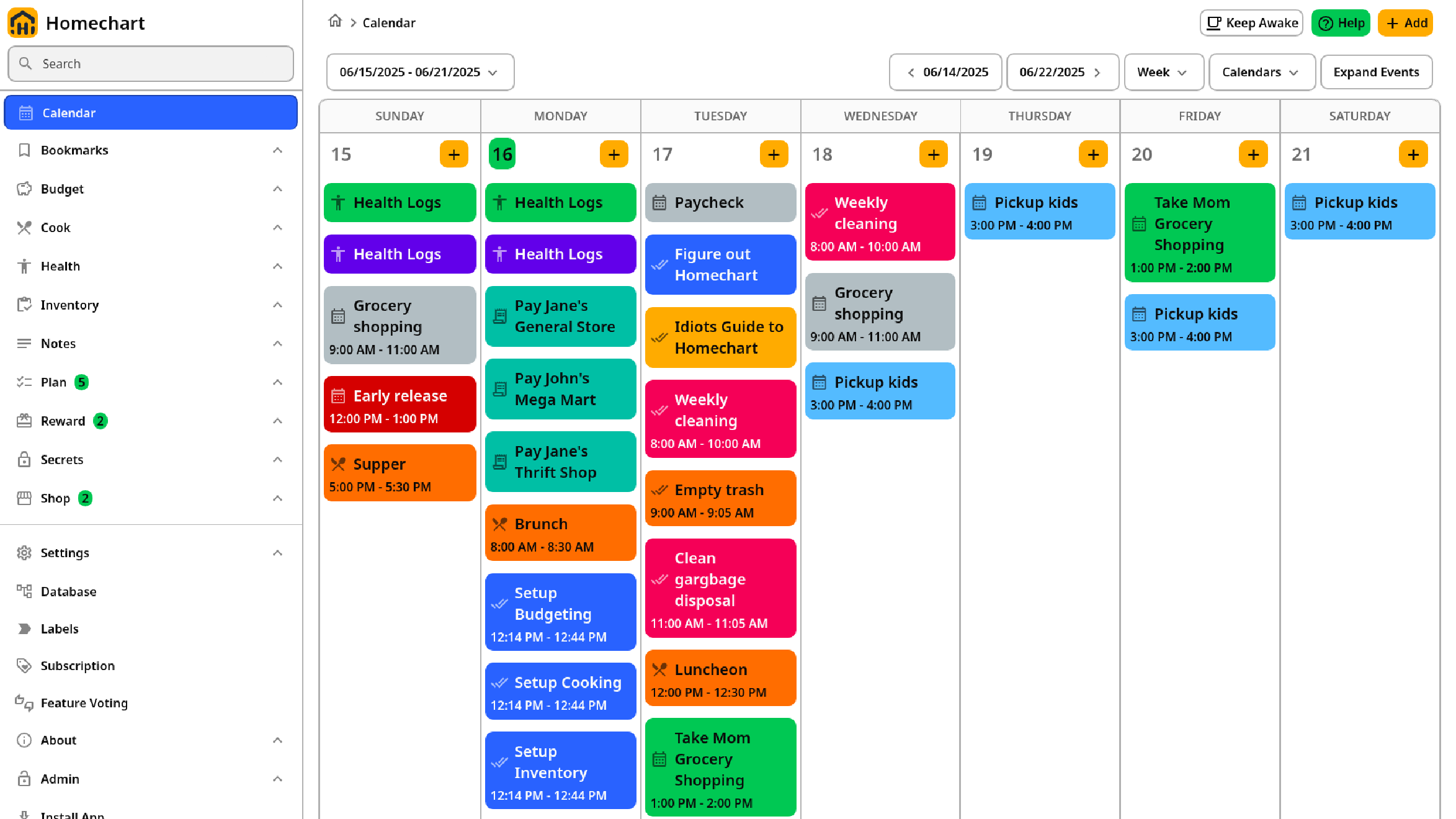 Homechart Calendar