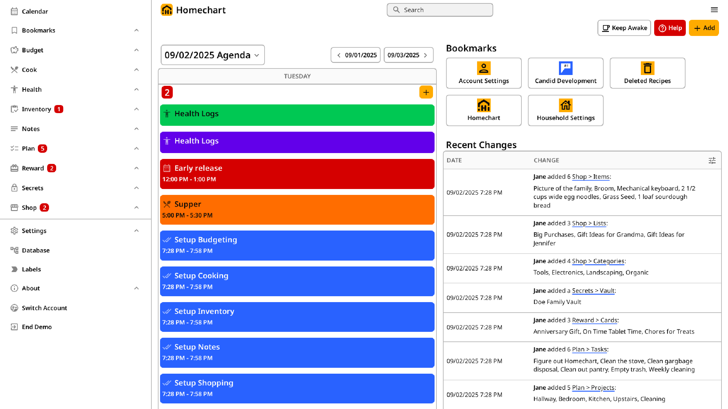 Homechart Homescreen